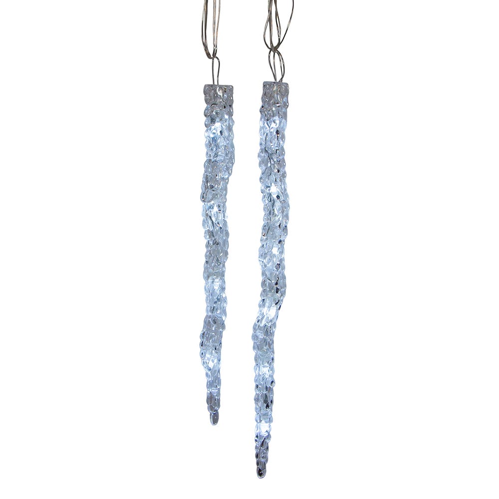 Kurt Adler UL 60-Light Dual Color Pure White/Warm White LED 12-Piece Icicle String Light Set